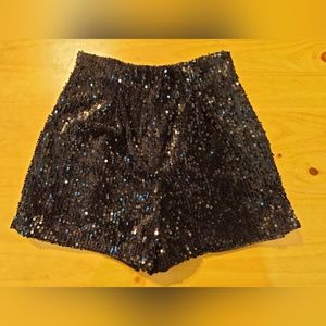 Zara Black Sequins Shorts